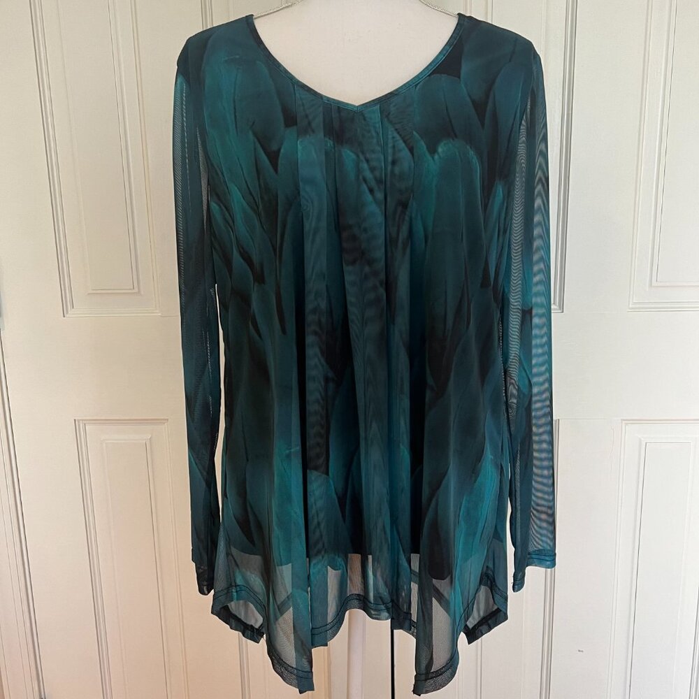 Peacock Blue and Black Blouse
